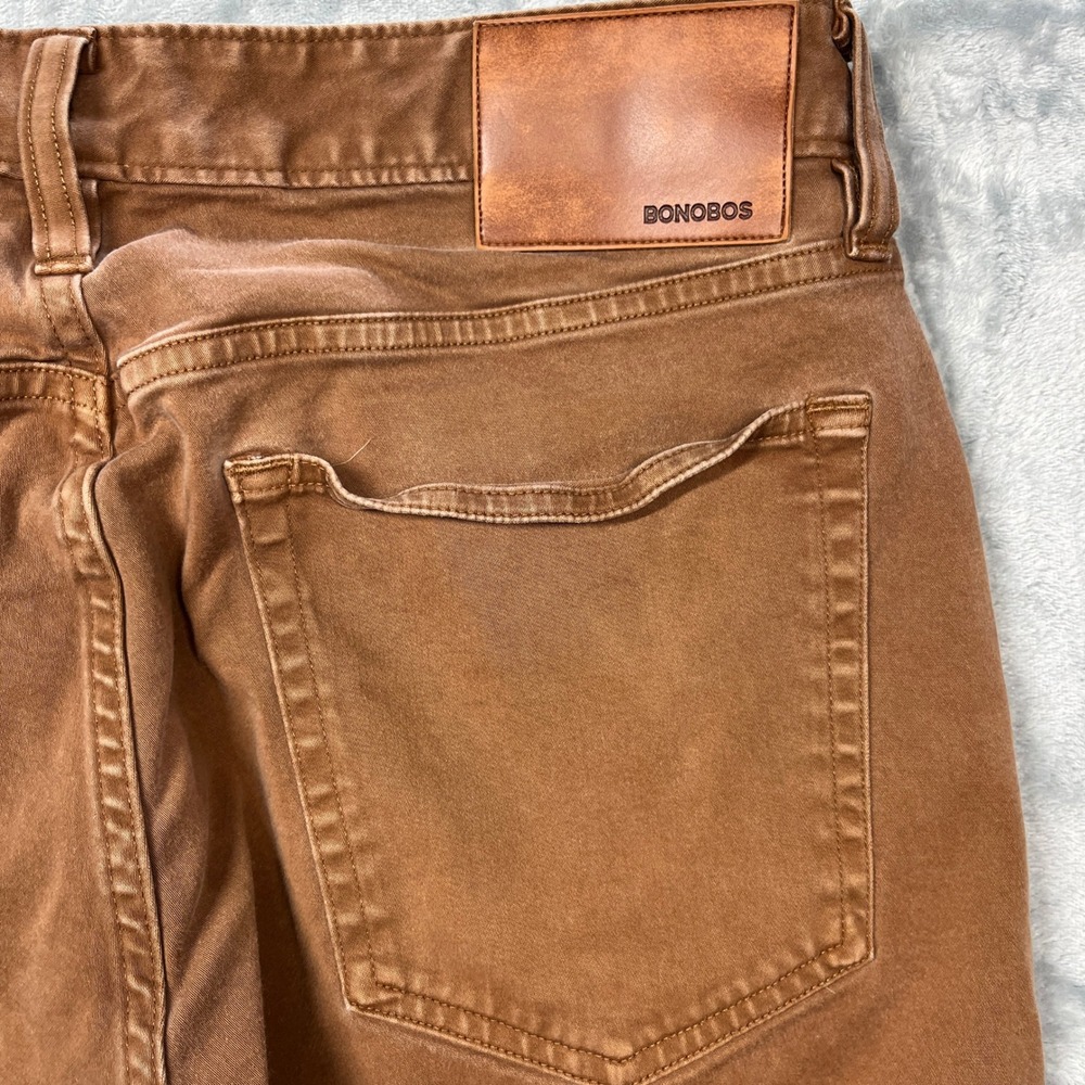 Bonobos Slim Taper Pants Jeans Mens 28x30 Brown Olimpias Italian Cotton Chinos - Picture 7 of 15
